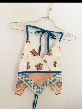 Vintage Floral Handkerchief Halter Top